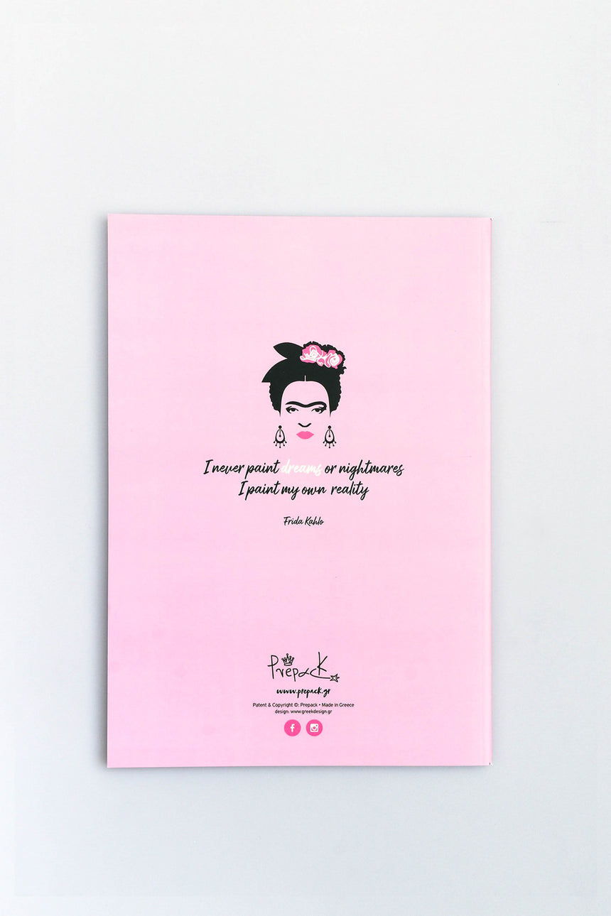 Frida pink pin notebook
