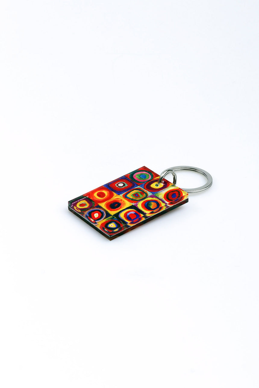 Squares with concentric circles Kandinsky keychain