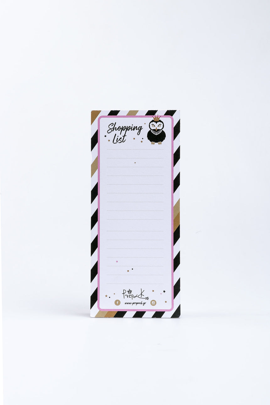 Prepack owl shopping list pad