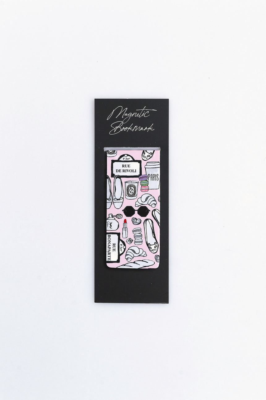 Paris symbols pink magnetic bookmark