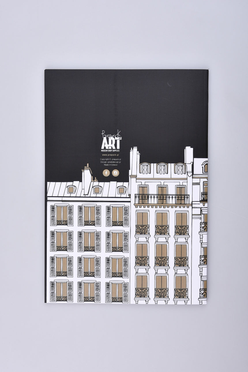 Black Paris Buildings pin notebook